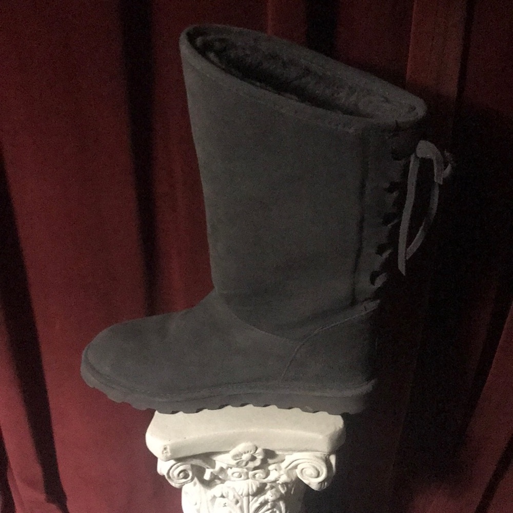 Bearpaw Charcoal Phyllly Lace Boot Never Wt Tech